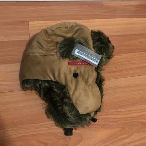 PRADA Men New ITALY Cappuccio Fur Winter Hat